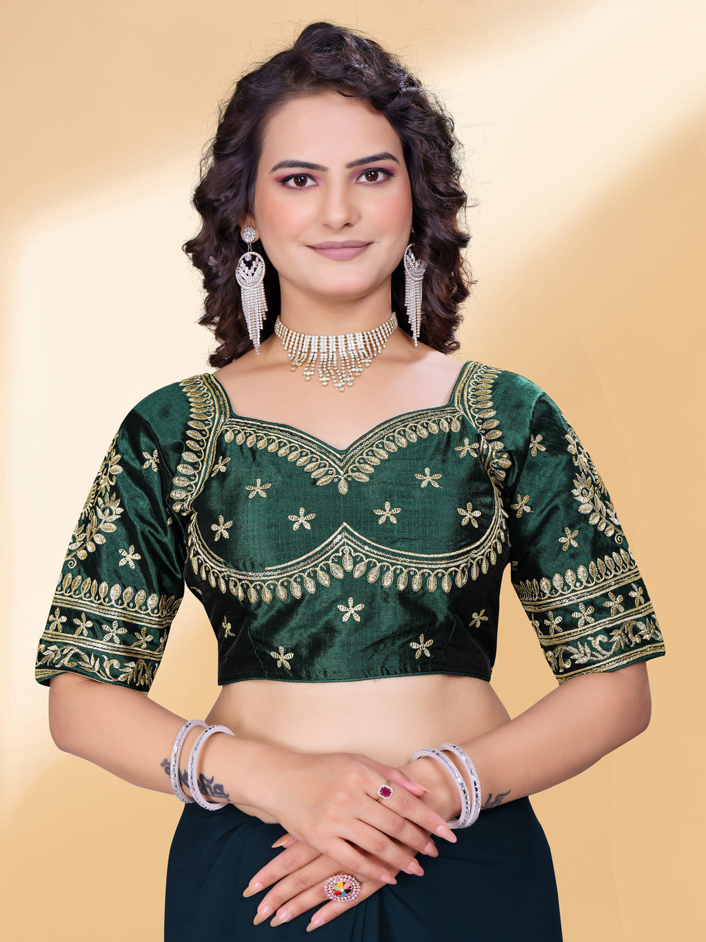 MK Women's Phantom Stitched with 3/4 Sleeve (Half Sleeves) with Hook for Casual Party & Festive Wedding for Women's & Ladies Pack of 1.