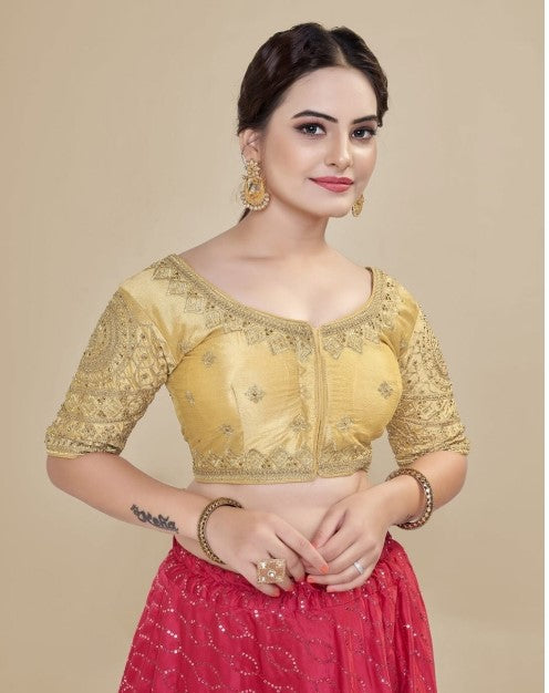 MK Women's Phantom Stitched Blouse With 3/4 Sleeve  with Hook for Casual Party & Festive Wedding for Womens & Ladies Pack of 1.