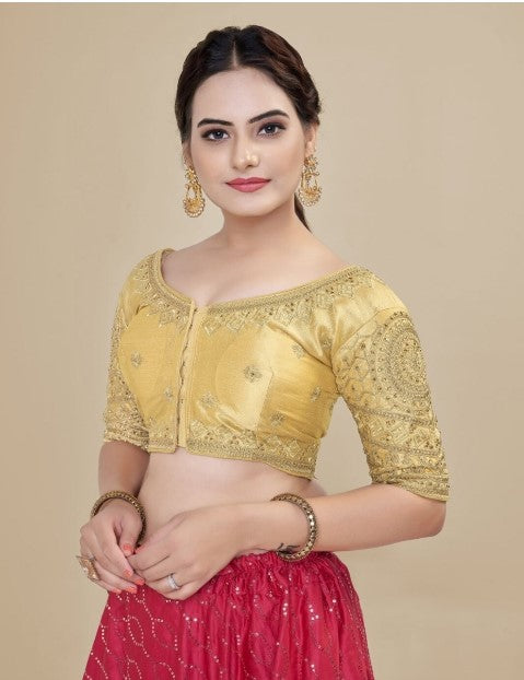MK Women's Phantom Stitched Blouse With 3/4 Sleeve  with Hook for Casual Party & Festive Wedding for Womens & Ladies Pack of 1.