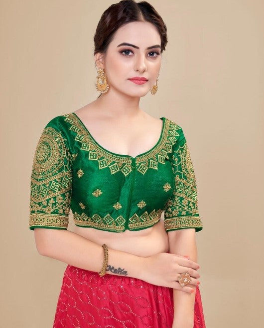 MK Women's Phantom Stitched Blouse With 3/4 Sleeve  with Hook for Casual Party & Festive Wedding for Womens & Ladies Pack of 1.
