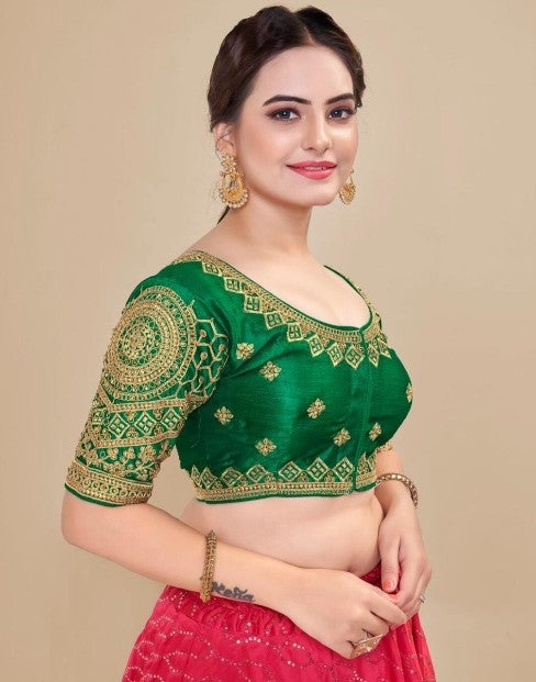 MK Women's Phantom Stitched Blouse With 3/4 Sleeve  with Hook for Casual Party & Festive Wedding for Womens & Ladies Pack of 1.