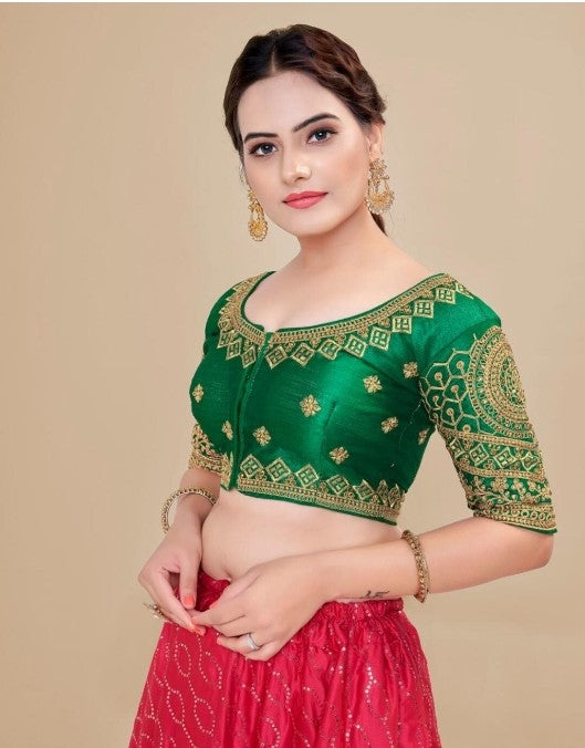 MK Women's Phantom Stitched Blouse With 3/4 Sleeve  with Hook for Casual Party & Festive Wedding for Womens & Ladies Pack of 1.