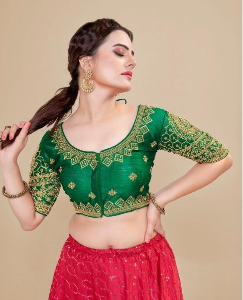 MK Women's Phantom Stitched Blouse With 3/4 Sleeve  with Hook for Casual Party & Festive Wedding for Womens & Ladies Pack of 1.