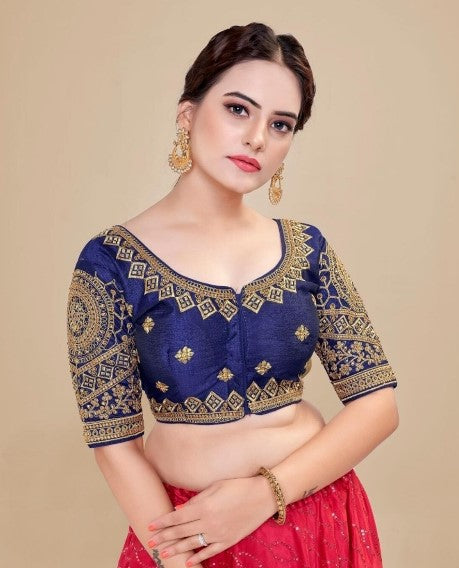 MK Women's Phantom Stitched Blouse With 3/4 Sleeve  with Hook for Casual Party & Festive Wedding for Womens & Ladies Pack of 1.