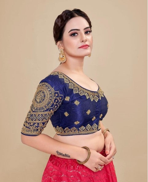 MK Women's Phantom Stitched Blouse With 3/4 Sleeve  with Hook for Casual Party & Festive Wedding for Womens & Ladies Pack of 1.