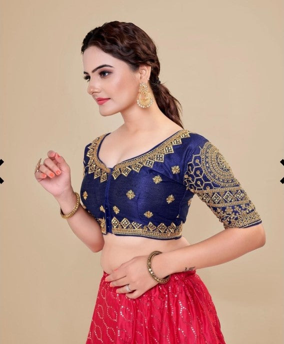 MK Women's Phantom Stitched Blouse With 3/4 Sleeve  with Hook for Casual Party & Festive Wedding for Womens & Ladies Pack of 1.