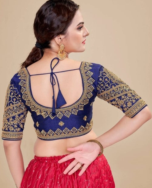 MK Women's Phantom Stitched Blouse With 3/4 Sleeve  with Hook for Casual Party & Festive Wedding for Womens & Ladies Pack of 1.