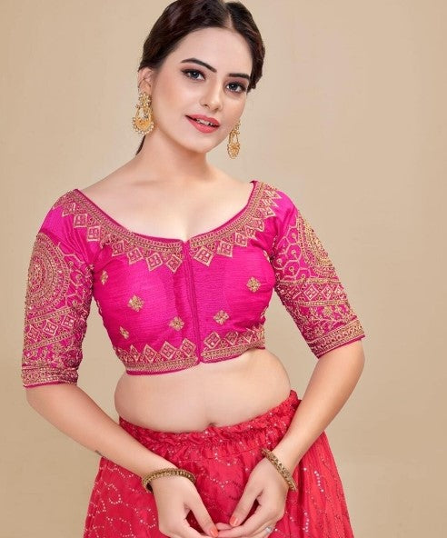 MK Women's Phantom Stitched Blouse With 3/4 Sleeve  with Hook for Casual Party & Festive Wedding for Womens & Ladies Pack of 1.