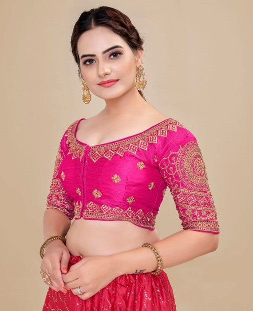 MK Women's Phantom Stitched Blouse With 3/4 Sleeve  with Hook for Casual Party & Festive Wedding for Womens & Ladies Pack of 1.