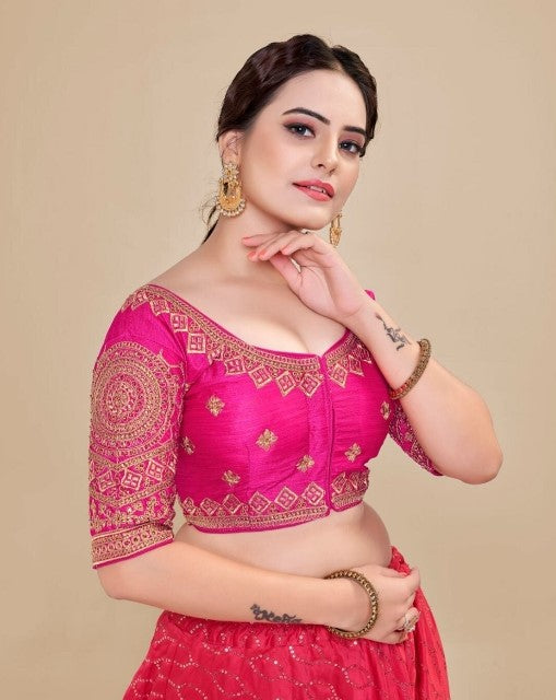MK Women's Phantom Stitched Blouse With 3/4 Sleeve  with Hook for Casual Party & Festive Wedding for Womens & Ladies Pack of 1.