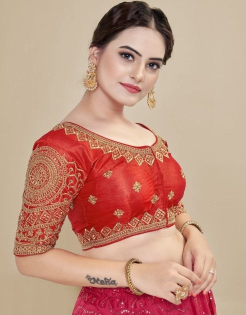 MK Women's Phantom Stitched Blouse With 3/4 Sleeve  with Hook for Casual Party & Festive Wedding for Womens & Ladies Pack of 1.