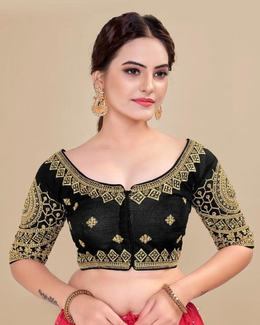MK Women's Phantom Stitched Blouse With 3/4 Sleeve  with Hook for Casual Party & Festive Wedding for Womens & Ladies Pack of 1.