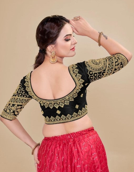 MK Women's Phantom Stitched Blouse With 3/4 Sleeve  with Hook for Casual Party & Festive Wedding for Womens & Ladies Pack of 1.