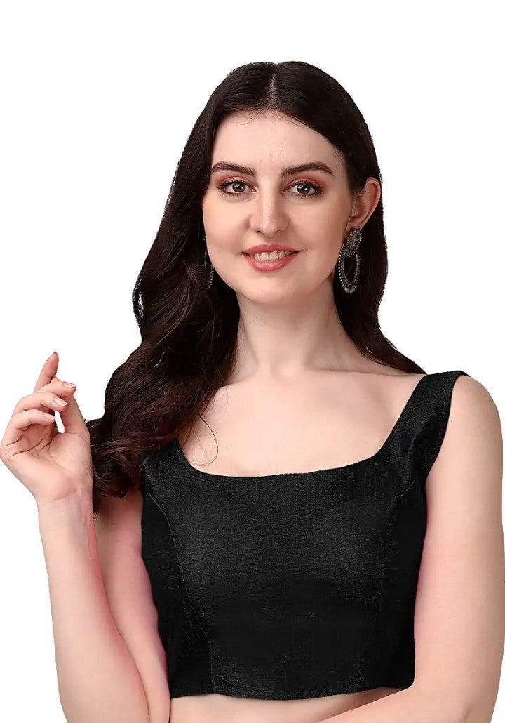 MK Women's Readymade Art Silk Square Neck Sleeveless Saree Blouse