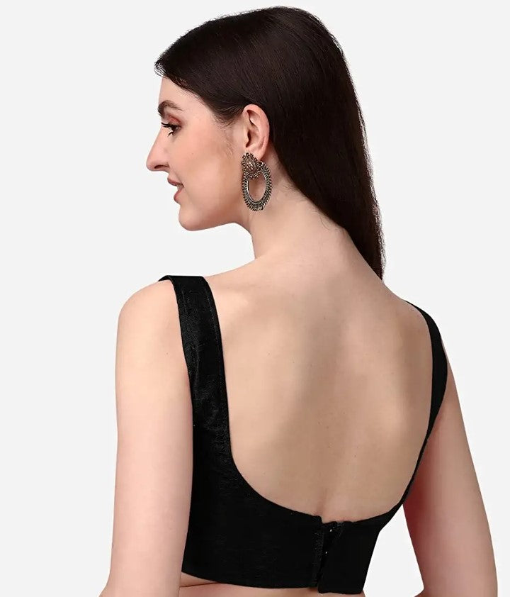MK Women's Readymade Art Silk Square Neck Sleeveless Saree Blouse