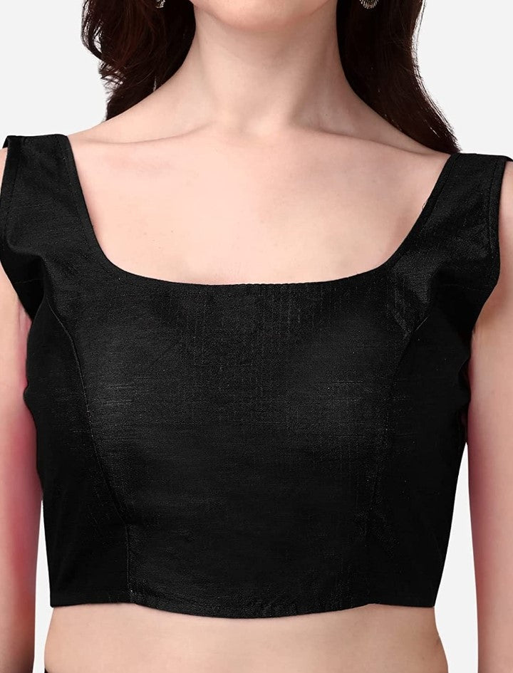 MK Women's Readymade Art Silk Square Neck Sleeveless Saree Blouse