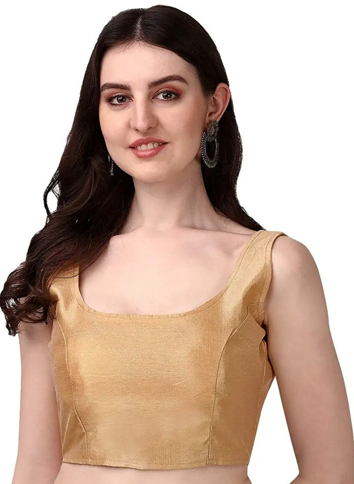 MK Women's Readymade Art Silk Square Neck Sleeveless Saree Blouse