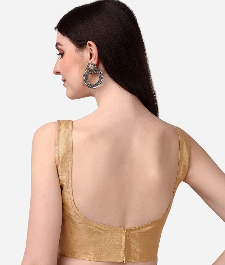 MK Women's Readymade Art Silk Square Neck Sleeveless Saree Blouse