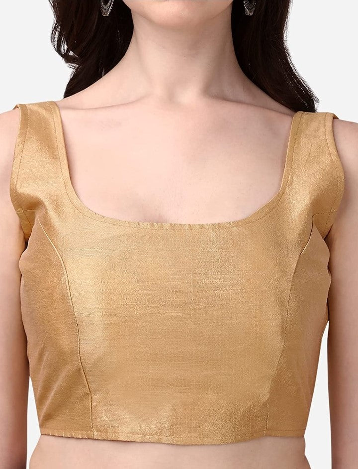 MK Women's Readymade Art Silk Square Neck Sleeveless Saree Blouse