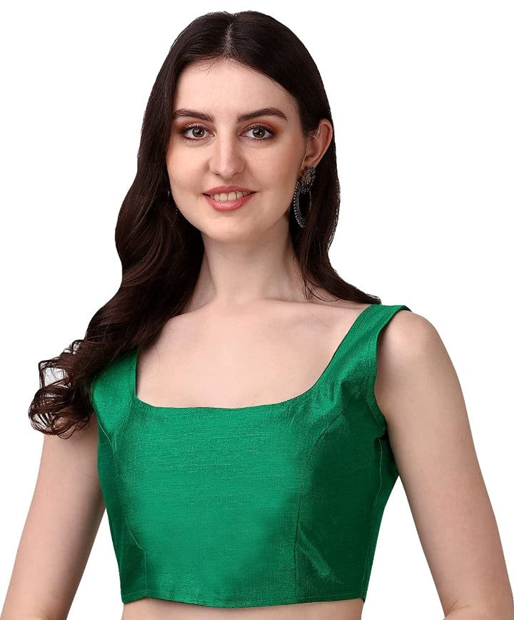 MK Women's Readymade Art Silk Square Neck Sleeveless Saree Blouse