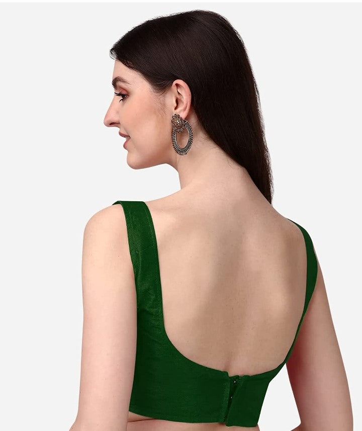 MK Women's Readymade Art Silk Square Neck Sleeveless Saree Blouse