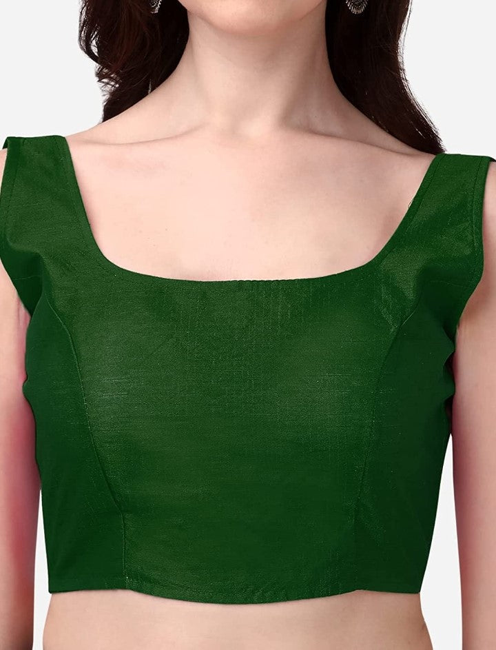 MK Women's Readymade Art Silk Square Neck Sleeveless Saree Blouse