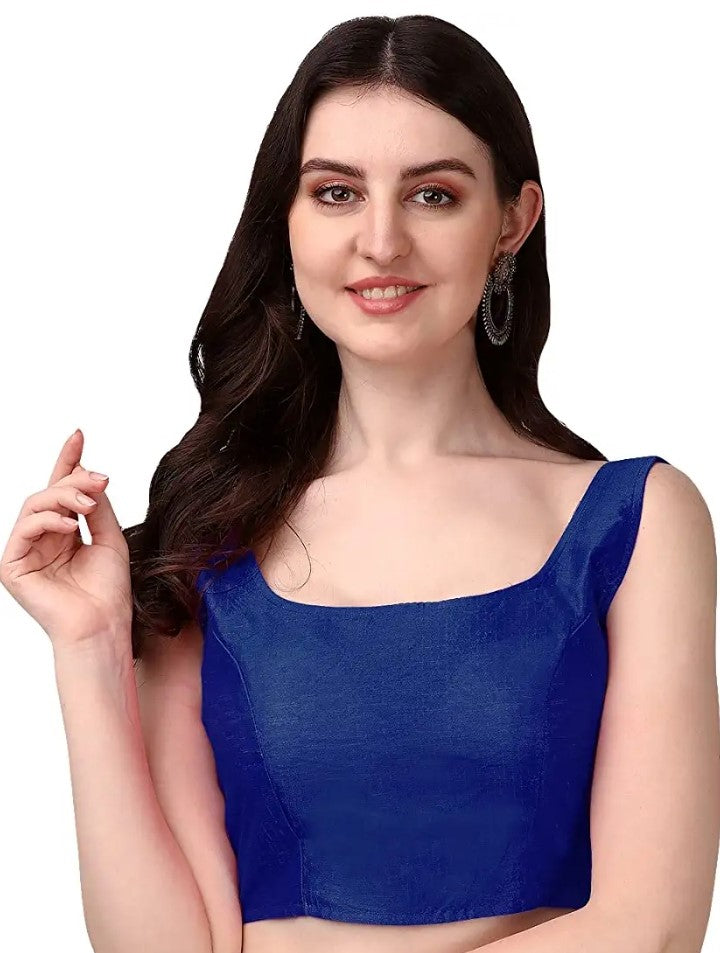 MK Women's Readymade Art Silk Square Neck Sleeveless Saree Blouse