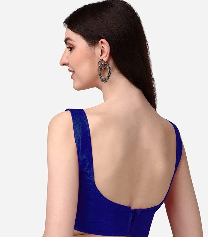 MK Women's Readymade Art Silk Square Neck Sleeveless Saree Blouse