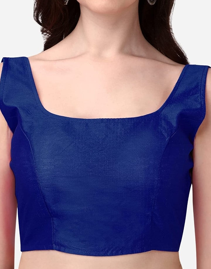 MK Women's Readymade Art Silk Square Neck Sleeveless Saree Blouse