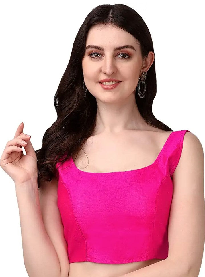 MK Women's Readymade Art Silk Square Neck Sleeveless Saree Blouse