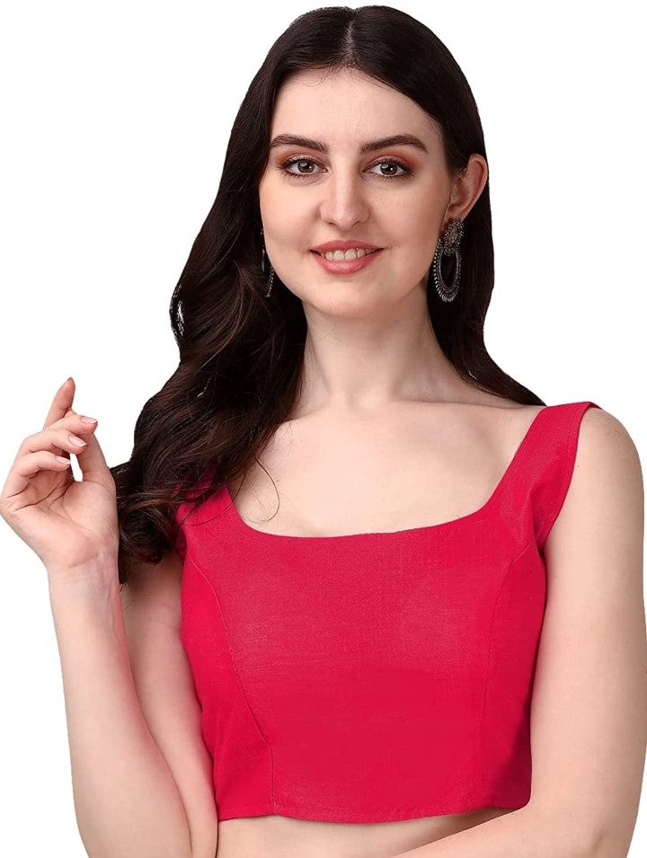 MK Women's Readymade Art Silk Square Neck Sleeveless Saree Blouse