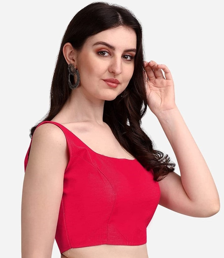 MK Women's Readymade Art Silk Square Neck Sleeveless Saree Blouse
