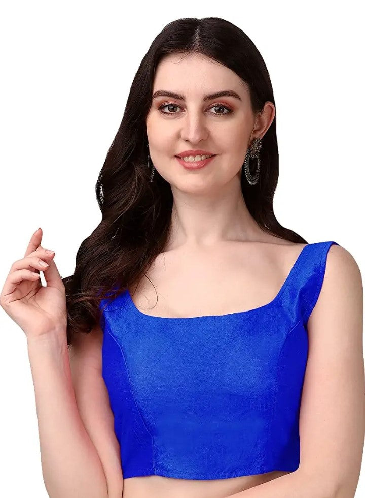 MK Women's Readymade Art Silk Square Neck Sleeveless Saree Blouse