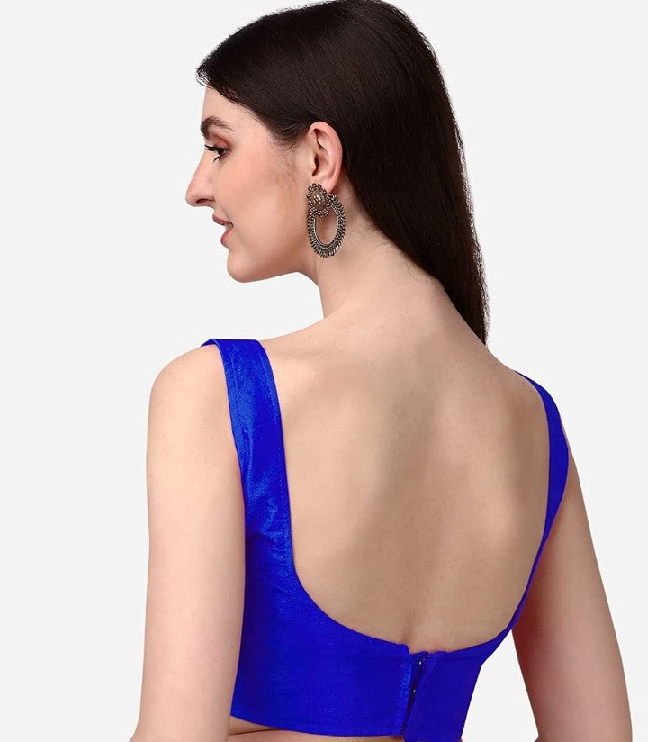 MK Women's Readymade Art Silk Square Neck Sleeveless Saree Blouse
