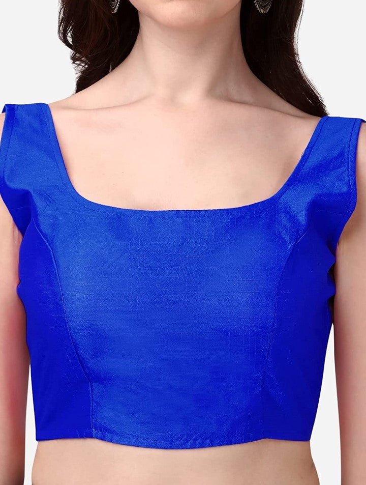 MK Women's Readymade Art Silk Square Neck Sleeveless Saree Blouse