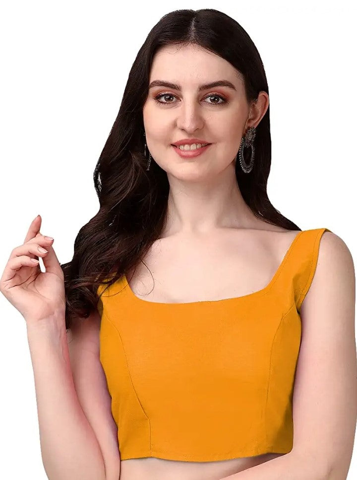 MK Women's Readymade Art Silk Square Neck Sleeveless Saree Blouse