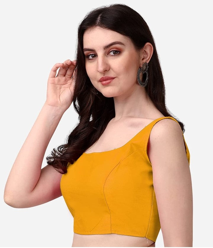 MK Women's Readymade Art Silk Square Neck Sleeveless Saree Blouse