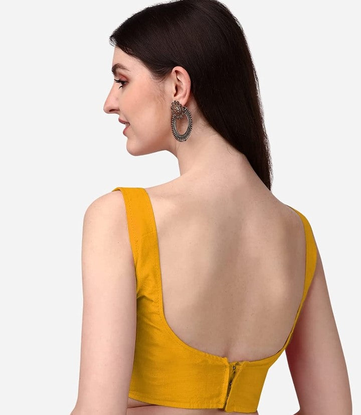 MK Women's Readymade Art Silk Square Neck Sleeveless Saree Blouse