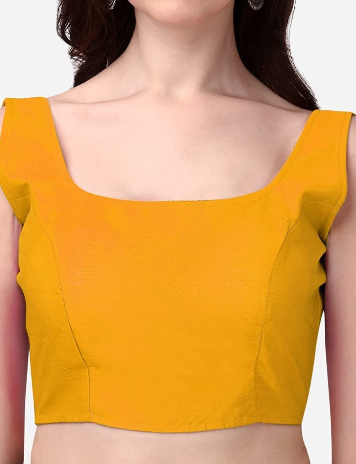MK Women's Readymade Art Silk Square Neck Sleeveless Saree Blouse