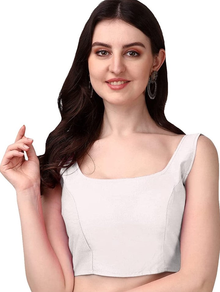 MK Women's Readymade Art Silk Square Neck Sleeveless Saree Blouse