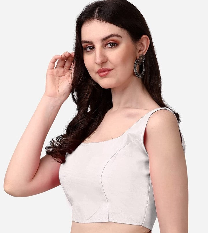 MK Women's Readymade Art Silk Square Neck Sleeveless Saree Blouse