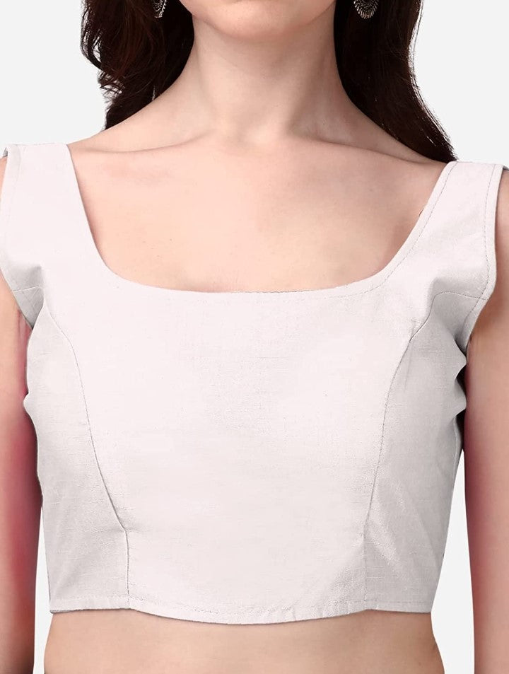 MK Women's Readymade Art Silk Square Neck Sleeveless Saree Blouse
