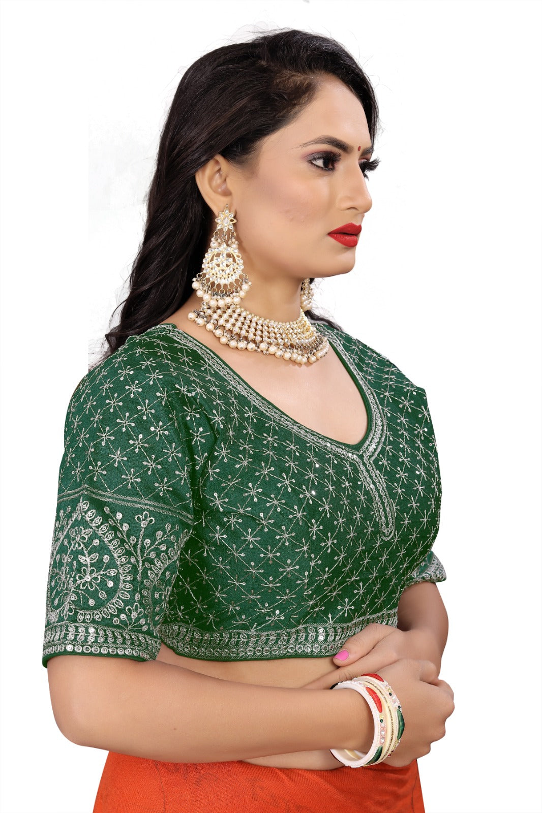 MK Women's Phantom Stitched Blouse With 3/4 Sleeve  with Hook for Casual Party & Festive Wedding for Womens & Ladies Pack of 1.