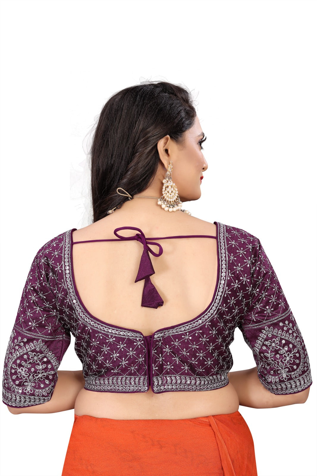 MK Women's Phantom Stitched Blouse With 3/4 Sleeve  with Hook for Casual Party & Festive Wedding for Womens & Ladies Pack of 1.