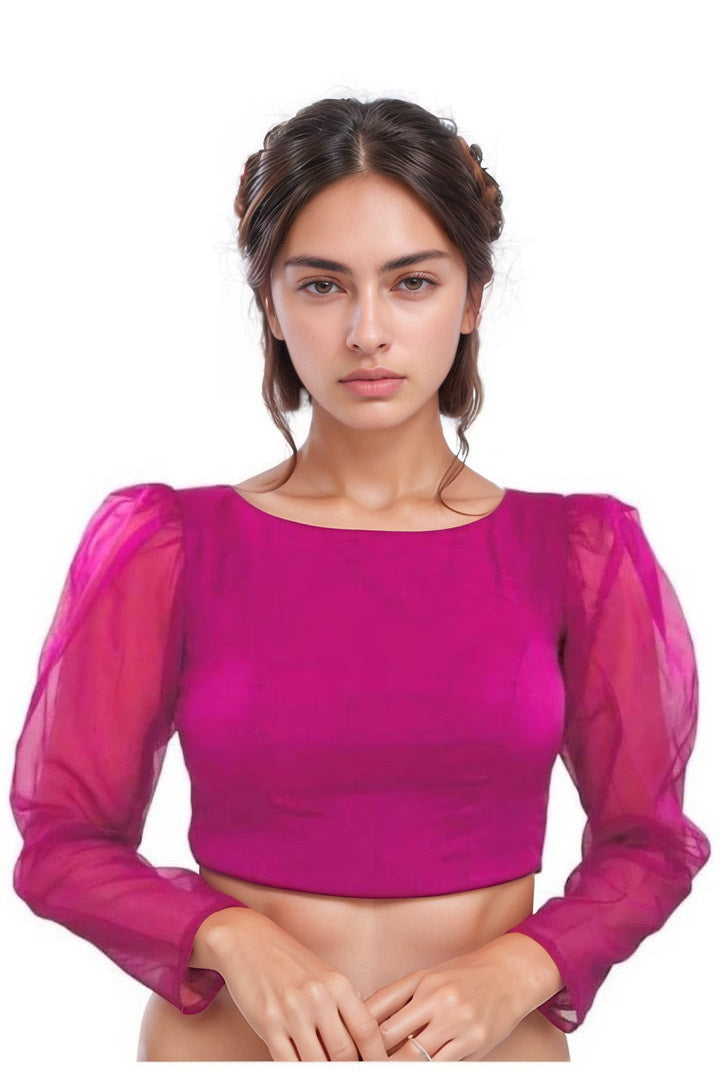 MK Women's Organza Leg'o Mutton Sleeve (Net Sleeves) for Casual Party & Festive Wedding for Womens & Ladies Pack of 1.