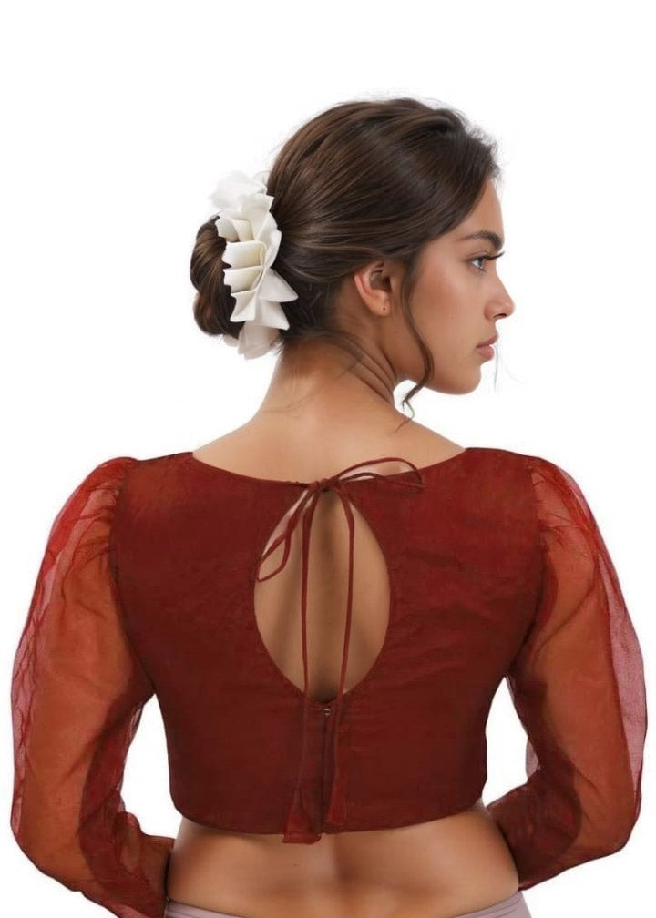 MK Women's Organza Leg'o Mutton Sleeve (Net Sleeves) for Casual Party & Festive Wedding for Womens & Ladies Pack of 1.